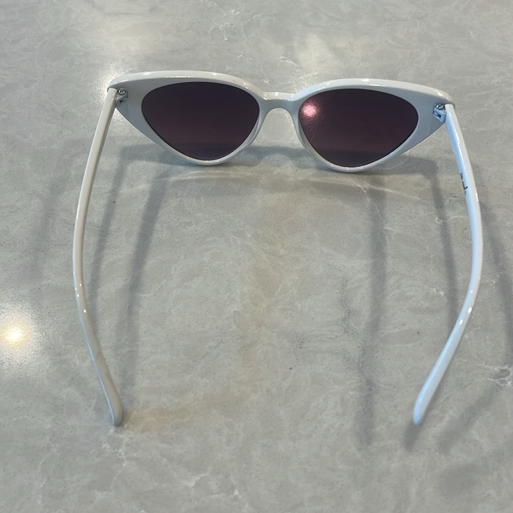 Free People White Cat Eye Sunglasses with Dark Lenses